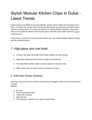 Stylish Modular Kitchen Chips In Dubai - Latest Trends