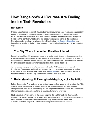How Bangalore’s AI Courses Are Fueling India’s Tech Revolution