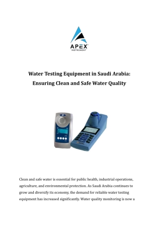 Water Testing Equipment in Saudi Arabia_ Ensuring Clean and Safe Water Quality