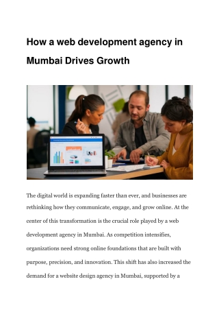 How a web development agency in Mumbai Drives Growth