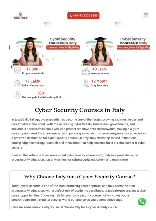 Cyber Security Course in Italy | Study Cyber Security Programs