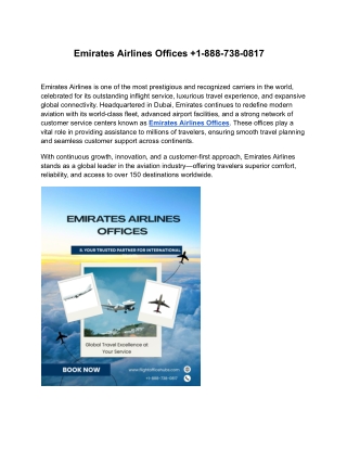 Emirates Airlines Offices  1-888-738-0817