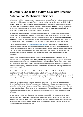 D Group V Shape Belt Pulley