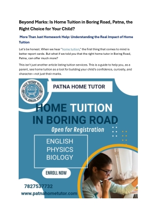 Home tuition in Boring road