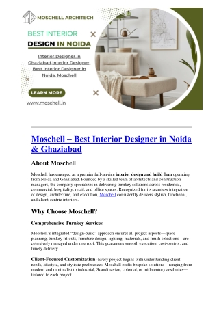 Best Interior Designer in Noida : Moschell