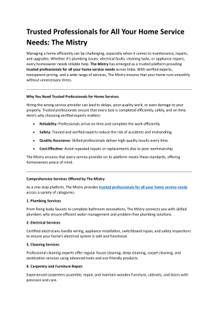 Trusted Professionals for All Your Home Service Needs