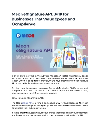 Meon eSignature API: Fast, Compliant Digital Signatures for Businesses