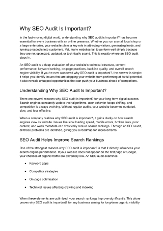 Why SEO Audit Is Important?