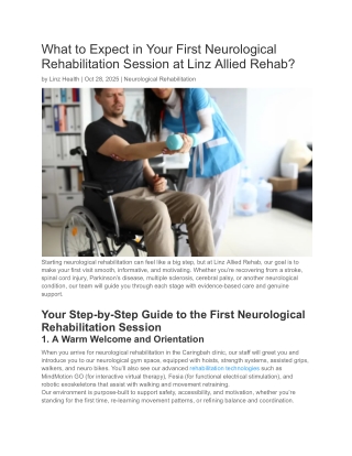 What to Expect in Your First Neurological Rehabilitation Session at Linz Allied Rehab