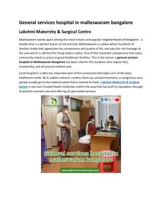 General services hospital in malleswaram bangalore