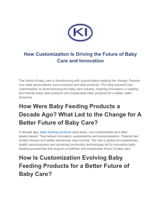 How Customization Is Driving the Future of Baby Care and Innovation