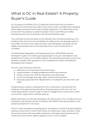 What Is OC in Real Estate