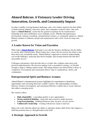 How Ahmed Bakran Drives Business Innovation