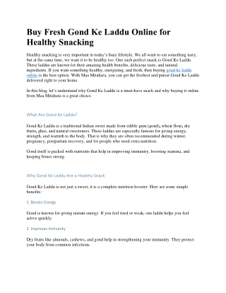 Buy Fresh Gond Ke Laddu Online for Healthy Snacking