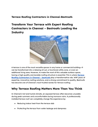 Terrace Roofing Contractors in Chennai