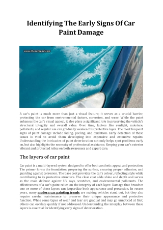 Identifying The Early Signs Of Car Paint Damage