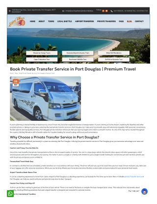 Top 5 Benefits of Private Transfer Service in Port Douglas for Families & Groups