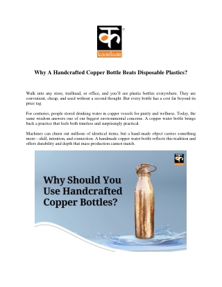 Why a Handcrafted Copper Bottle Beats Disposable Plastics