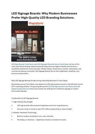 LED Signage Boards Why Modern Businesses Prefer High Quality LED Branding Solutions