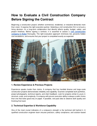 How to Evaluate a Civil Construction Company Before Signing the Contract
