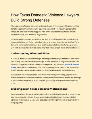 How Texas Domestic Violence Lawyers Build Strong Defenses