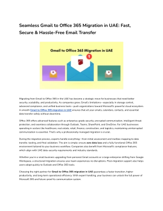 Seamless Gmail to Office 365 Migration in UAE_ Fast, Secure & Hassle-Free Email Transfer
