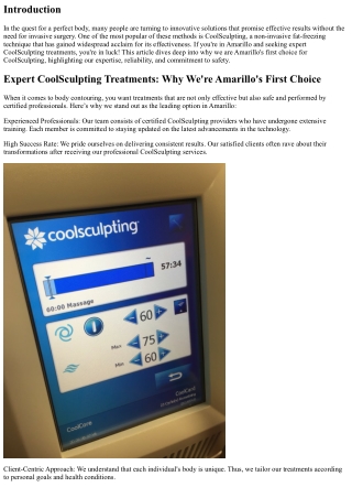 Expert CoolSculpting Treatments: Why We're Amarillo's First Choice