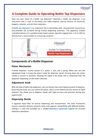 A Complete Guide to Operating Bottle Top Dispensers