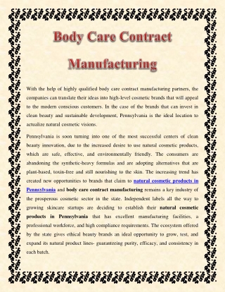 Body Care Contract Manufacturing