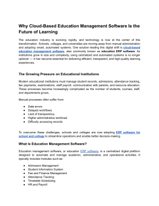 Future of Learning with Cloud-Based Education ERP Software