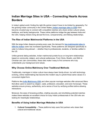 indian marriage websites in usa