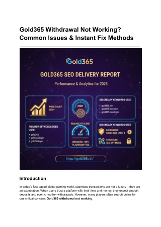 Gold365 Withdrawal Not Working