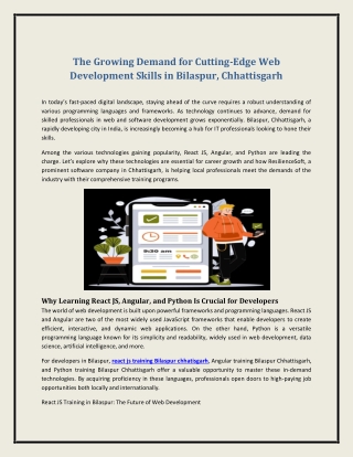 The Growing Demand for Cutting-Edge Web Development Skills in Bilaspur, Chhattisgarh