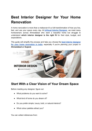 Best Interior Designer for Your Home Renovation