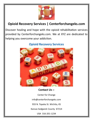 Opioid Recovery Services  Centerforchangeks
