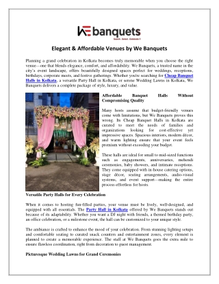 Elegant & Affordable Venues by We Banquets