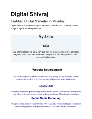Digital shivraj jangam is A Certified Digital Marketer in Mumbai