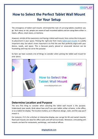 How to Select the Perfect Tablet Wall Mount for Your Setup