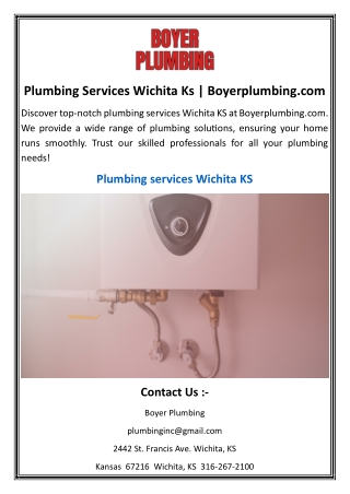 Plumbing Services Wichita Ks  Boyerplumbing