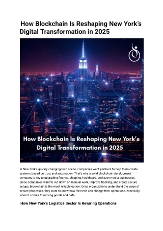 How Blockchain Is Reshaping New York’s Digital Transformation in 2025