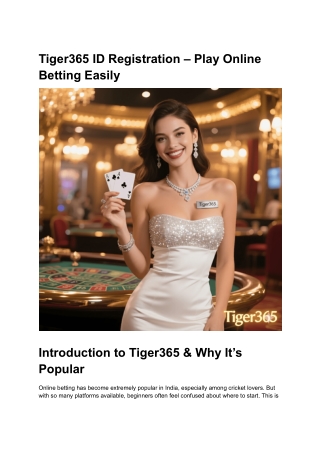 Tiger365 ID Registration – Play Online Betting Easily