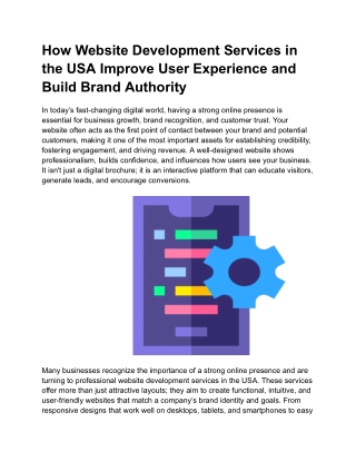 How Website Development Services in the USA Improve User Experience and Build Brand Authority