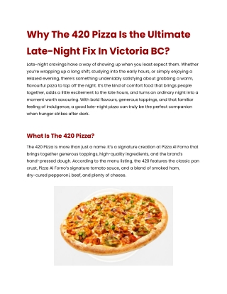 Why The 420 Pizza Is the Ultimate Late-Night Fix In Victoria BC?