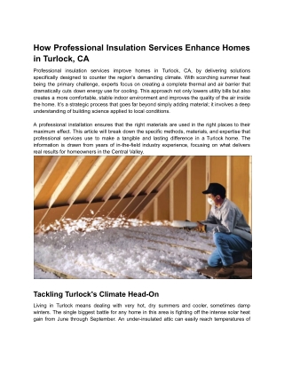 How Professional Insulation Services Enhance Homes in Turlock, CA
