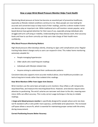 How a Large Wrist Blood Pressure Monitor Helps Track Health