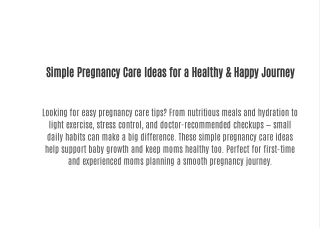 Simple Pregnancy Care Ideas for a Healthy & Happy Journey