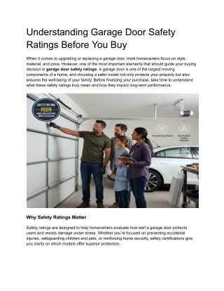 Understanding Garage Door Safety Ratings Before You Buy