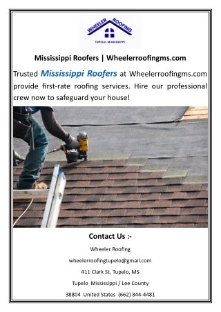 Mississippi Roofers  Wheelerroofingms