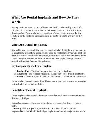 What Are Dental Implants and How Do They Work