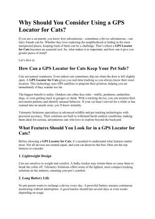 Why Should You Consider Using a GPS Locator for Cats?